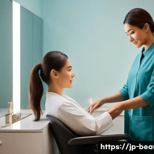 피부 미용사의 윤리와 직업적 태도 - **Prompt:** A serene and empathetic beauty therapist, dressed in a clean, professional uniform, gent...