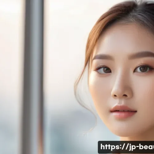 메이크업 포트폴리오 제작법 - A professional makeup portfolio scene featuring a young Japanese woman with flawless natural beauty ...